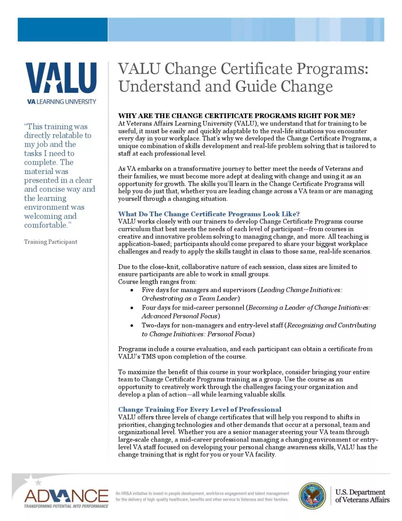 PDF-VALU Change Certificate Programs