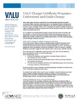 VALU Change Certificate Programs