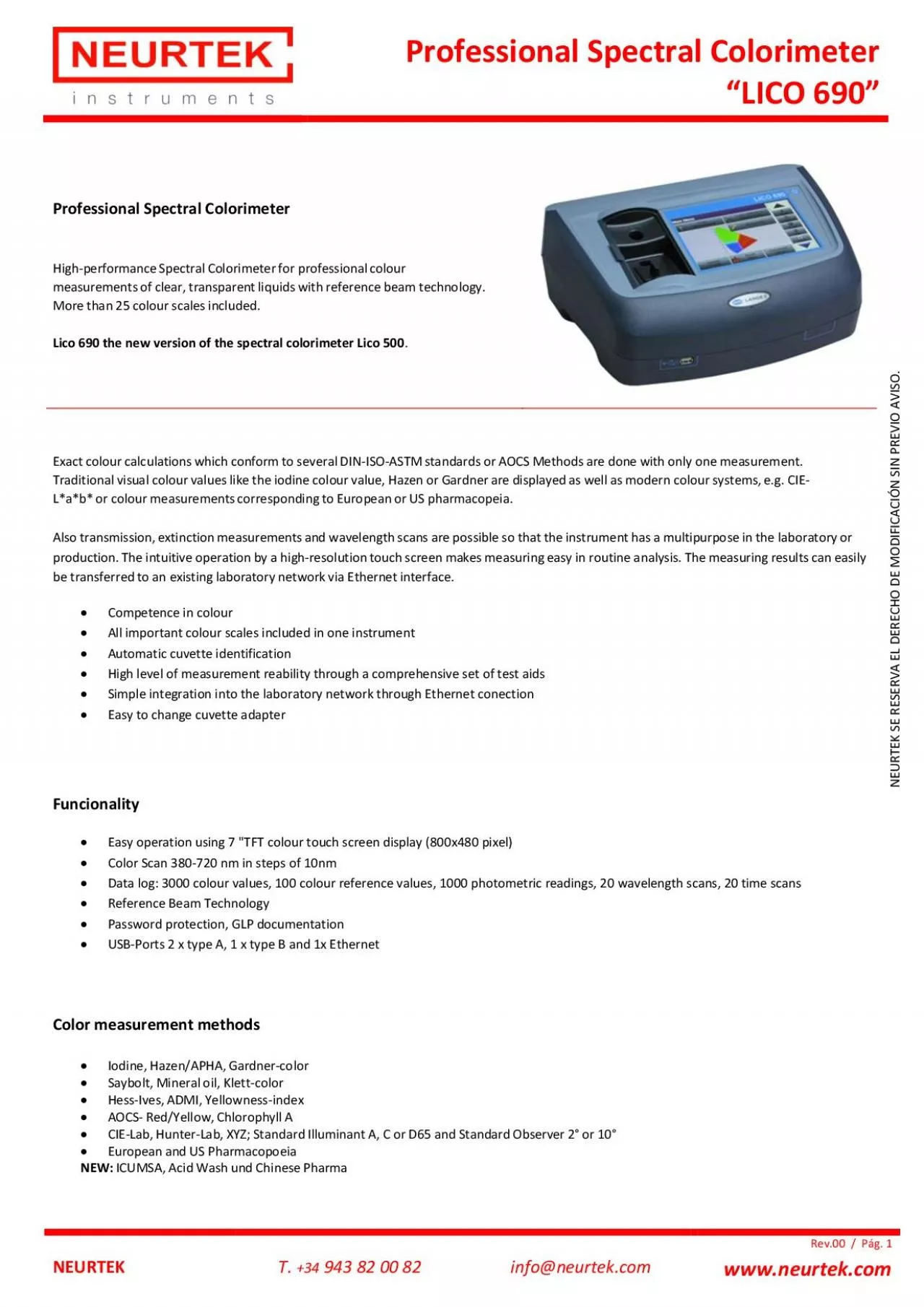 PDF-rofessional Spectral Colorimeter