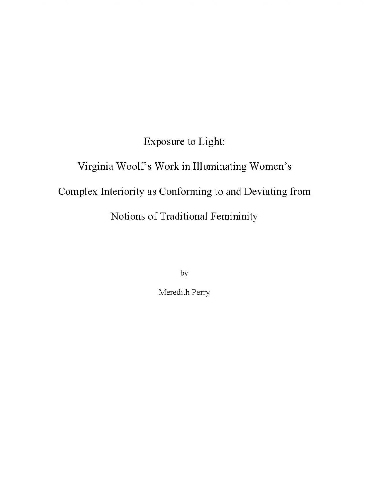 PDF-Exposure to Light Virginia Woolfs Work in Illuminating Womens Comp