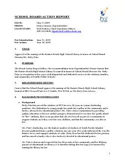 SCHOOL BOARD ACTION REPORT