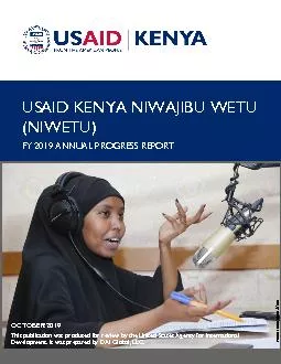 USAIDKENYA NIWAJIBU WETU NIWETU PROGRESS REPORT FOR FY 2019