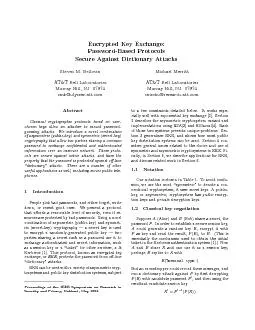 EncryptedKeyExchangePasswordBasedProtocolsSecureAgainstDictionaryAtt