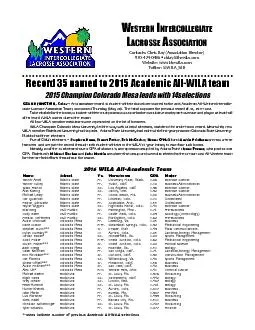 Record 35 named to 2015 Academic AllWILA team2015 Champion Colorado M