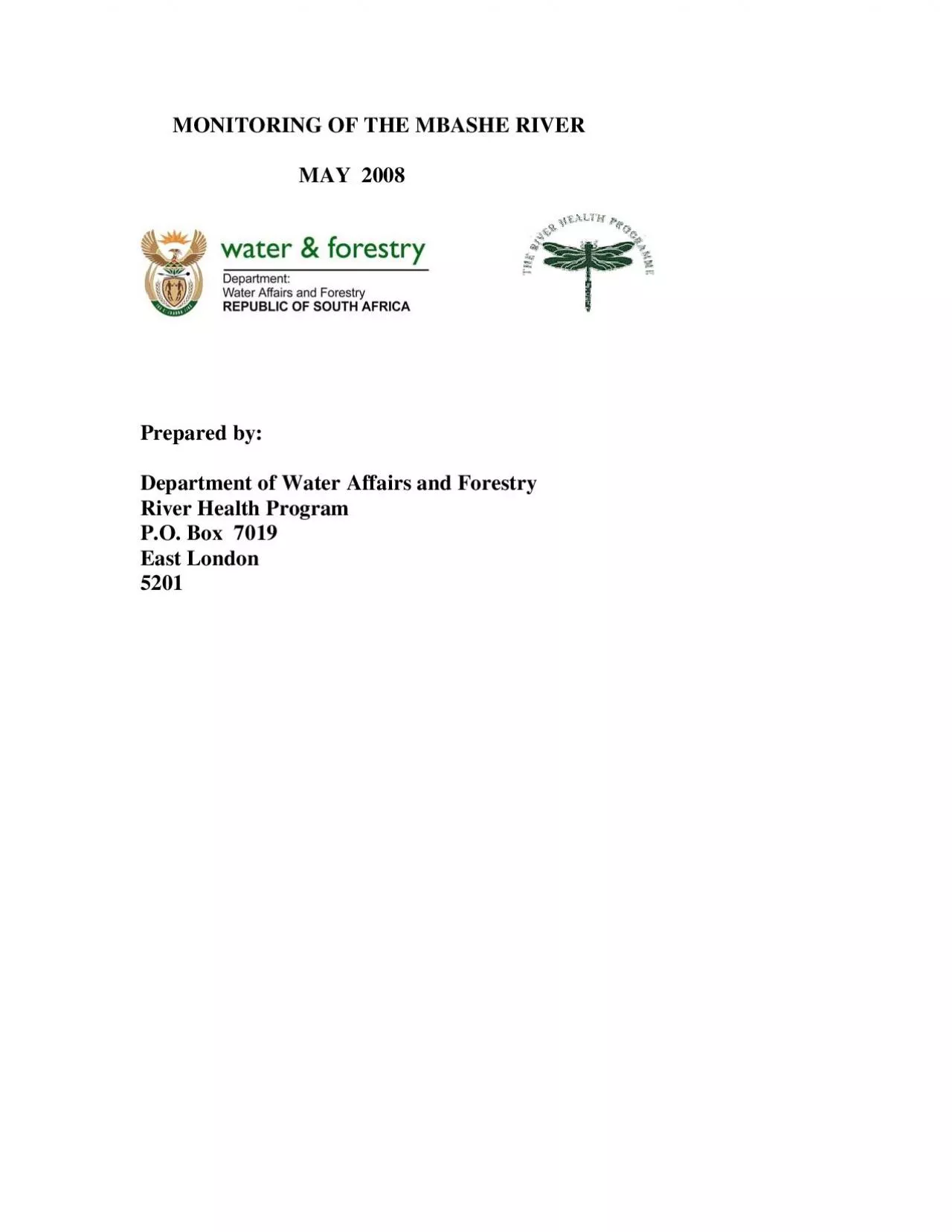 PDF-MONITORING OF THE MBASHE RIVER