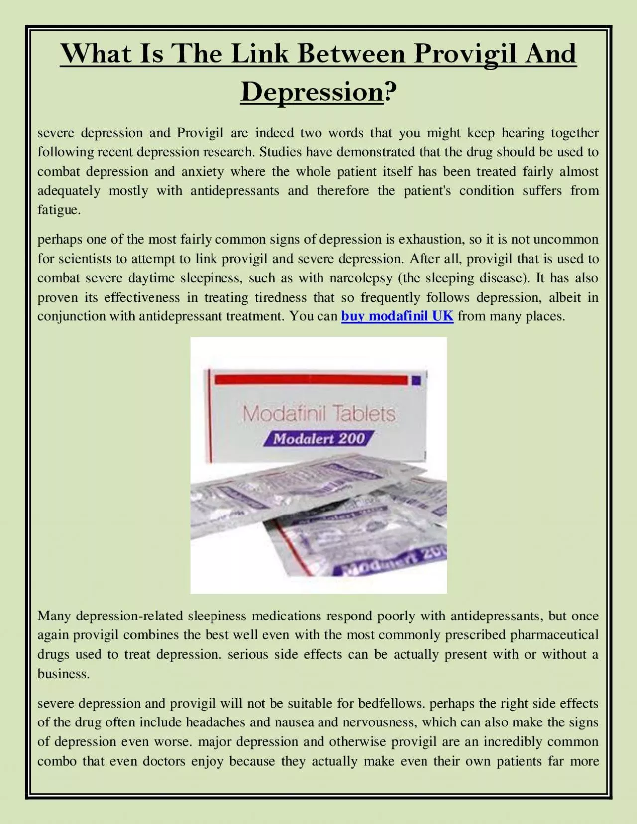 PDF-What Is The Link Between Provigil And Depression?