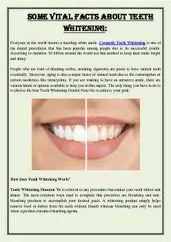 Some Vital Facts About Teeth Whitening: