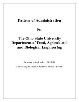 Pattern of AdministrationforThe Ohio State UniversityDepartment of Foo