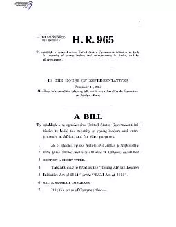 I 117THCONGRESS 1STSESSION H R 965 To establish a comprehensive Unit