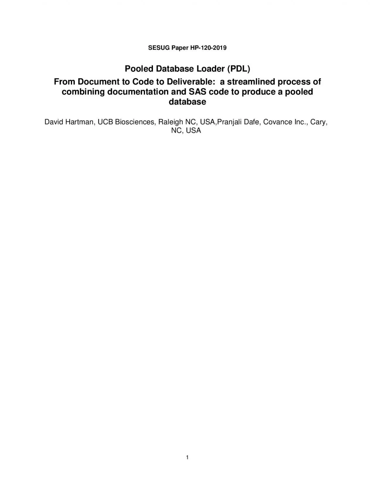 PDF-Pooled Database Loader PDL