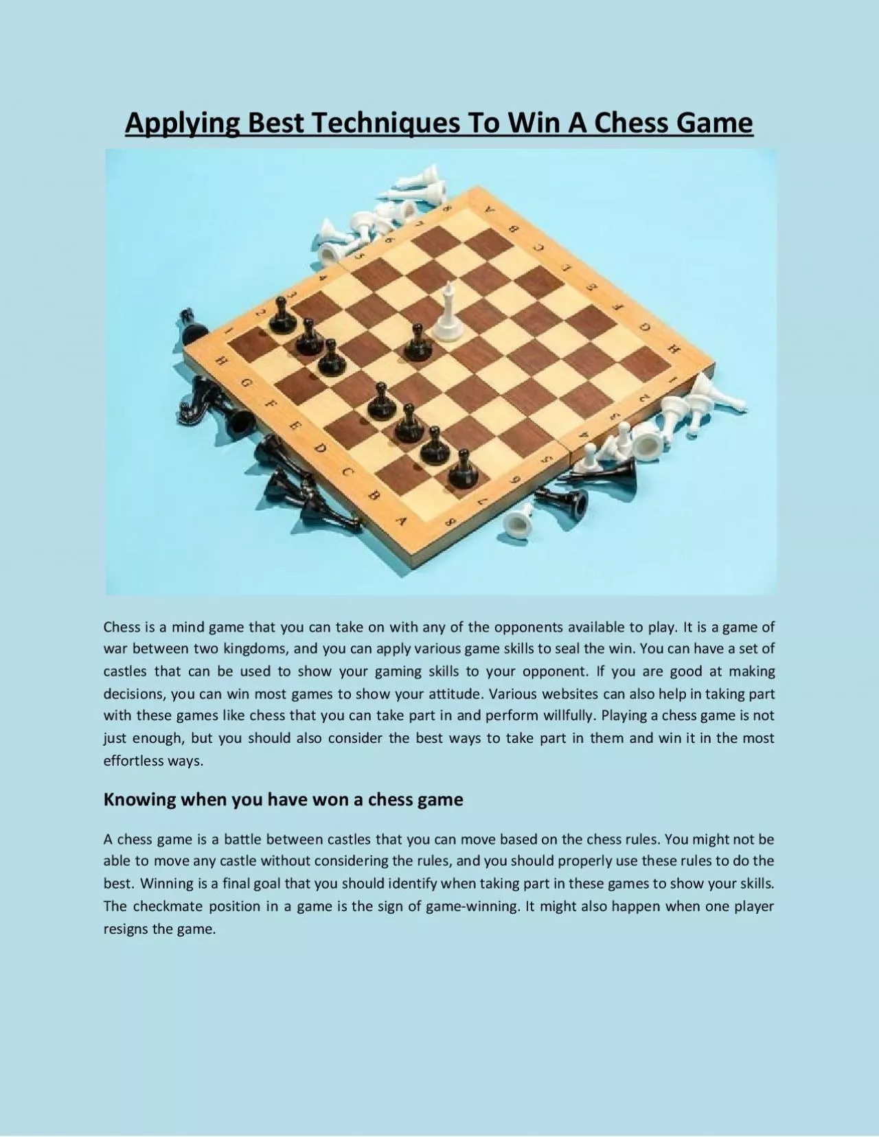 PDF-Applying Best Techniques To Win A Chess Game