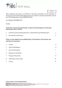 POPI PolicyPolicy statement and manual of Protection of Personal Info