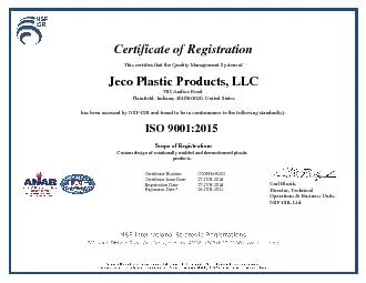 Certificate of RegistrationThis certifies that the Quality Management