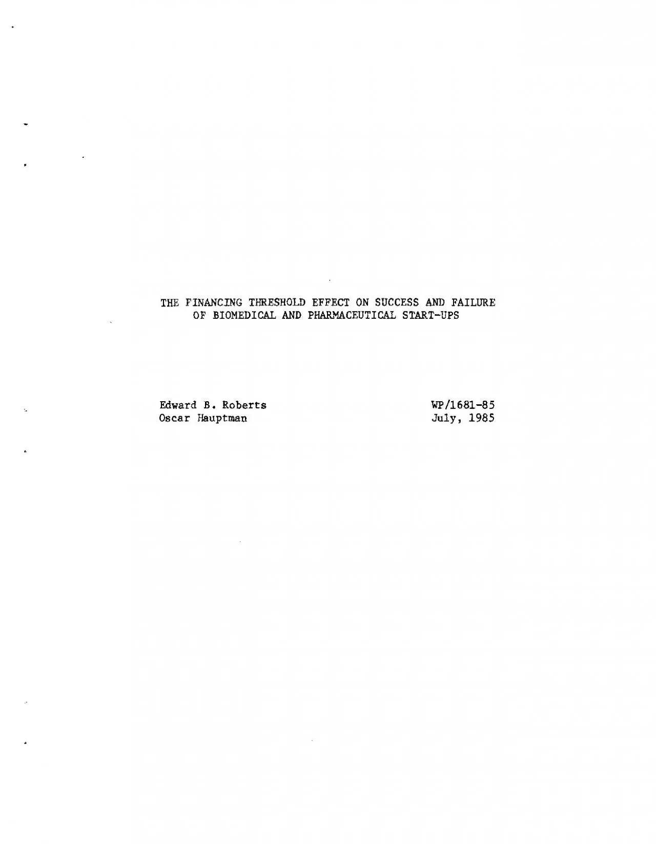 PDF-THE FINANCING THRESHOLD EFFECT ON SUCCESS AND FAILUREOF BIOMEDICAL AND