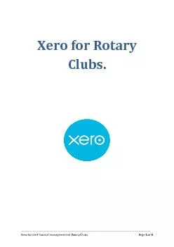 Xero for the Financial management of Rotary Clubs