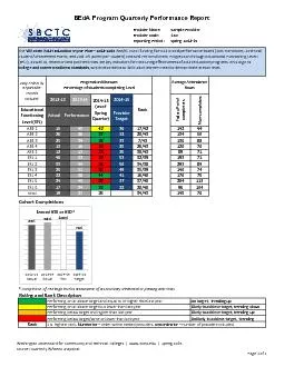 BEdA Program Quarterly Performance Report