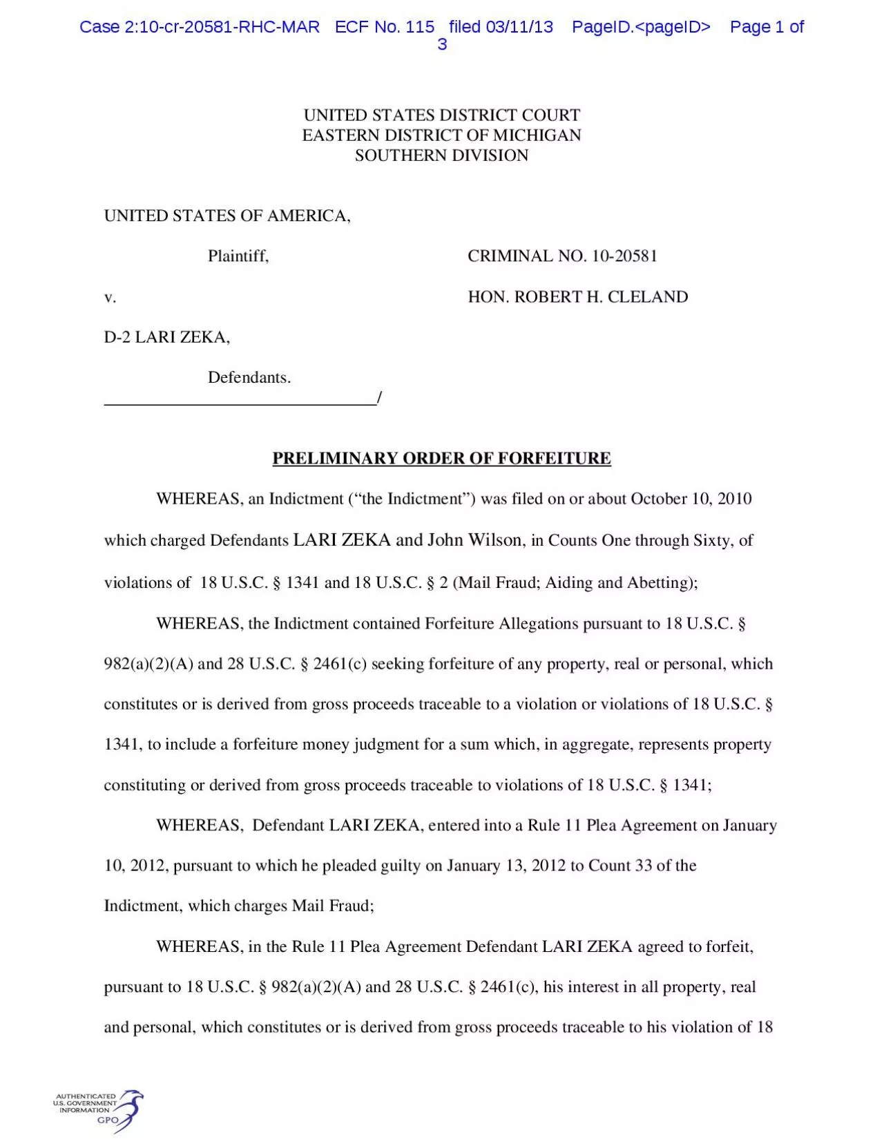 PDF-USC 1341 as alleged in Count 33 of the Indictment WHEREAS in t