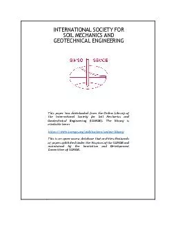 INTERNATIONAL SOCIETY FOR SOIL MECHANICS AND GEOTECHNICAL ENGINEERING