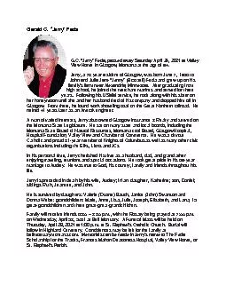 GC Jerry Feda passed away Saturday April 24 2021 at Valley