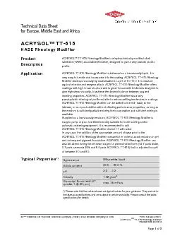 Technical Data Sheet for Europe Middle East and AfricaACRYSOL153 T