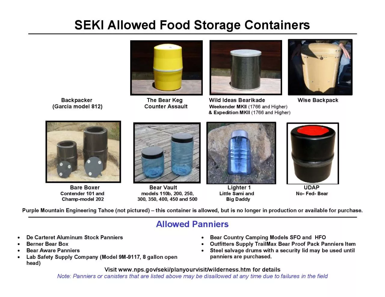 PDF-SEKI Allowed Food Storage ContainersBackpacker Garcia model 8