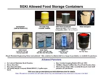 SEKI Allowed Food Storage ContainersBackpacker         Garcia model 8
