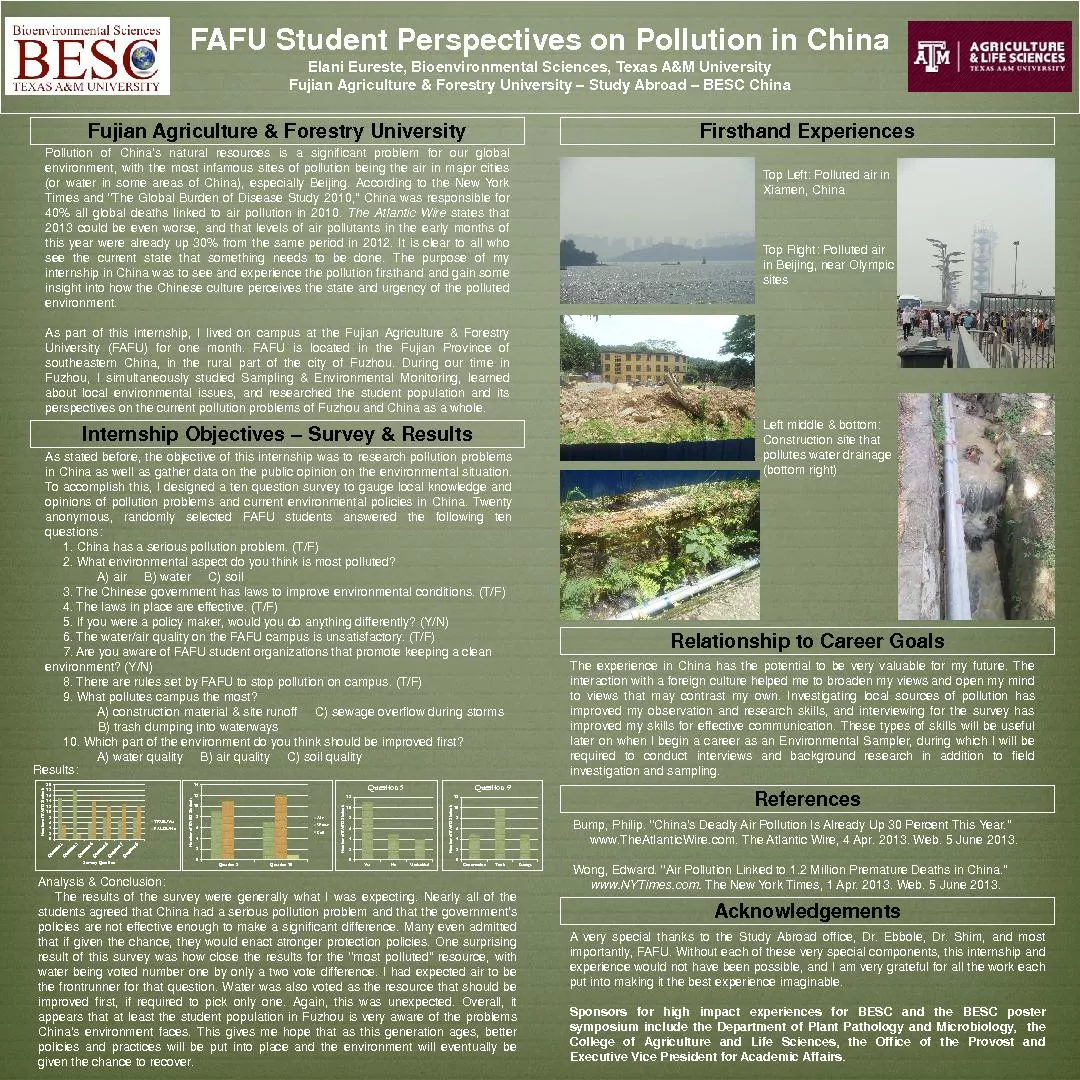 FAFU Student Perspectives on Pollution in ChinaElani Eureste Bioenvir