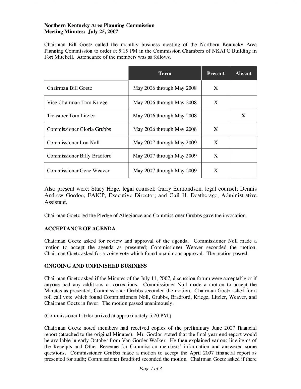 PDF-Page 1 of 3 Northern Kentucky Area Planning Commission Meeting Minutes