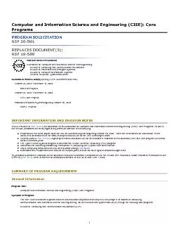 Computer and Information Science and Engineering CISE CoreProgramsP