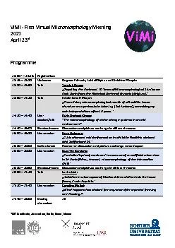 ViMi First Virtual Micromorphology Meeting April 23rdProgramme