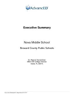 Executive Summary Nova Middle School  Broward County Public Schools Dr