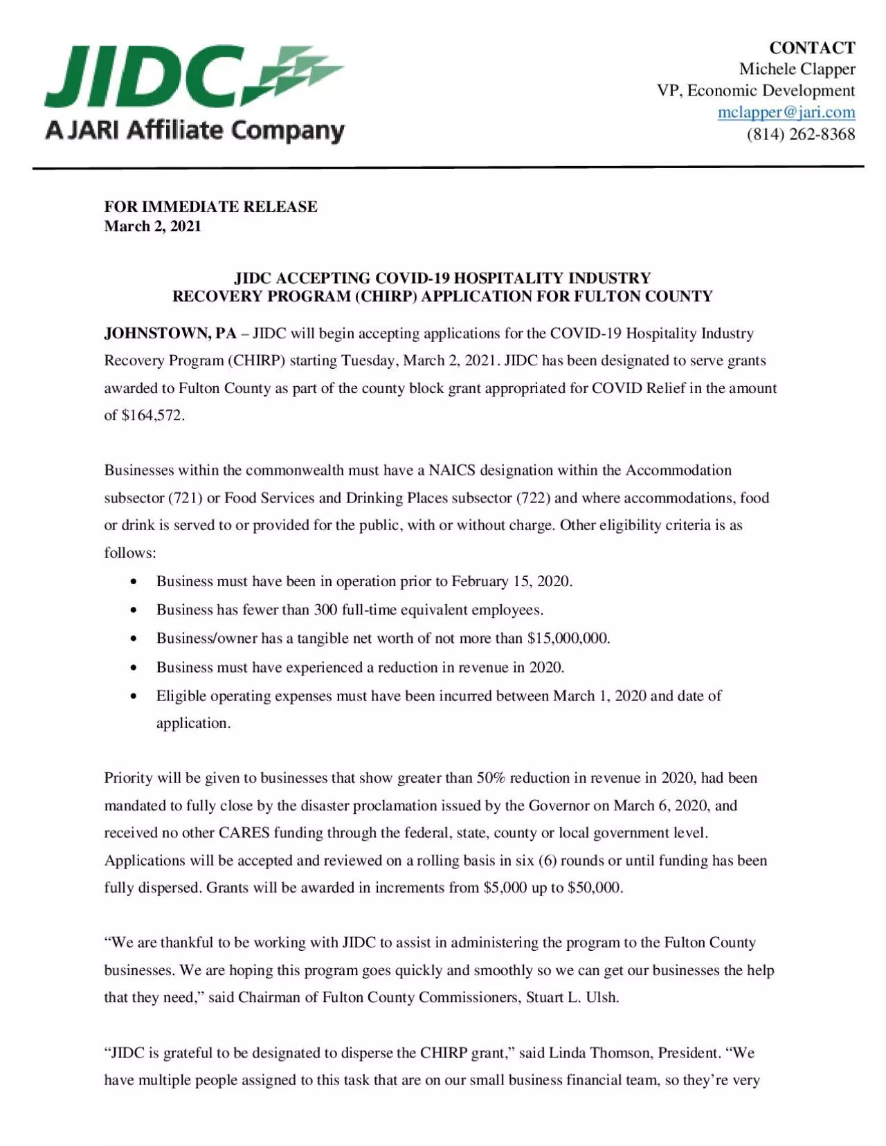 PDF-FOR IMMEDIATE RELEASEMarchJIDC ACCEPTING COVID19 HOSPITALITY INDUSTRYR