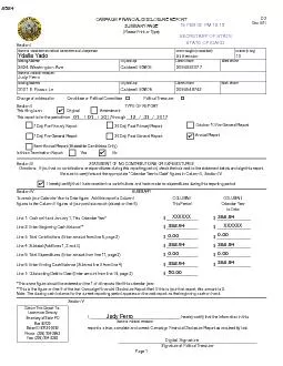 CAMPAIGN FINANCIAL DISCLOSURE REPORTSUMMARY PAGEPlease Print or Type