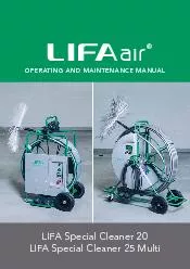 OPERATING AND MAINTENANCE MANUALLIFA Special Cleaner 20LIFA Special Cl