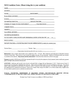 O Audition Form  Please bring this to your audition