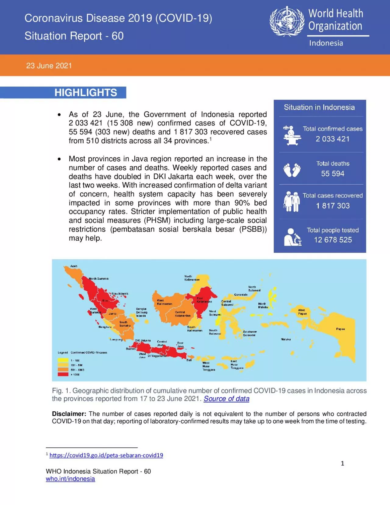 PDF-O Indonesia Situation Report