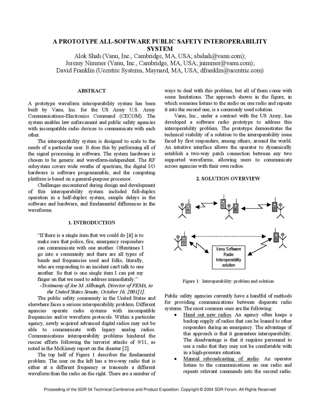 PDF-A PROTOTYPE ALLSOFTWARE PUBLIC SAFETY INTEROPERABILITY Alok Shah Van