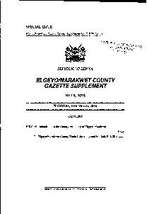 SPECIAL ISSUE ElgeyoMarakwet County Gazette Supplement No 7 Bills N
