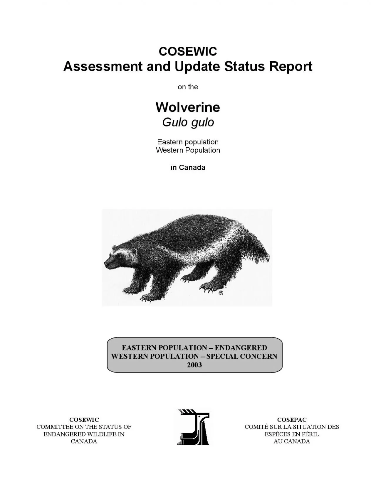 PDF-COSEWIC Assessment and Update Status Report on the Wolverine Gulo gu