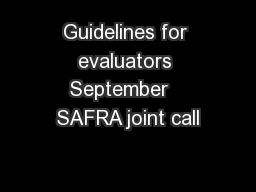 Guidelines for evaluators September   SAFRA joint call