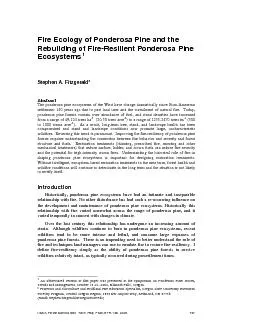 Fire Ecology of Ponderosa Pine and the Rebuilding of FireResilient Po