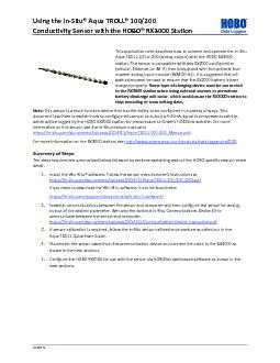 Using the InSitu Aqua TROLL 100200  Conductivity Sensor with the H