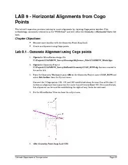 Colorado Department of Transportation  Page 63LAB 9  Horizontal Align