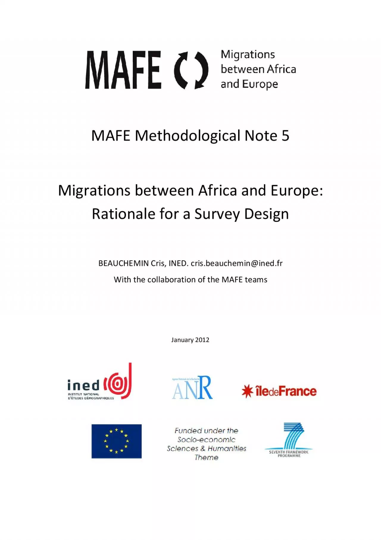 PDF-The MAFE project is the product of a collective effort It is coordina