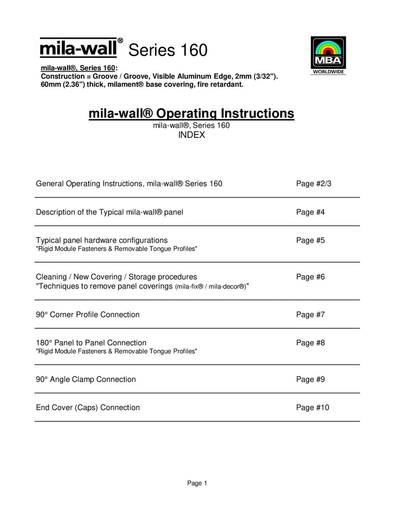 PDF-General Operating Instructions milawall Series 160Page 23Descript