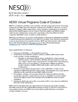 NESO Virtual Programs Code of Conduct NESOis committed to providing a