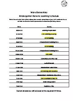 PDF-Ware ElementaryKindergarten Remote Learning ScheduleThis is the schedu