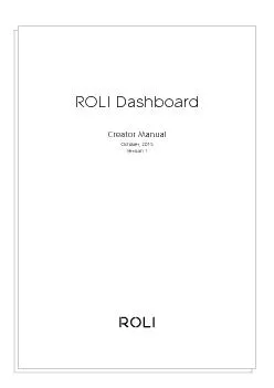 ROLI DashboardCreator ManualVersion 1