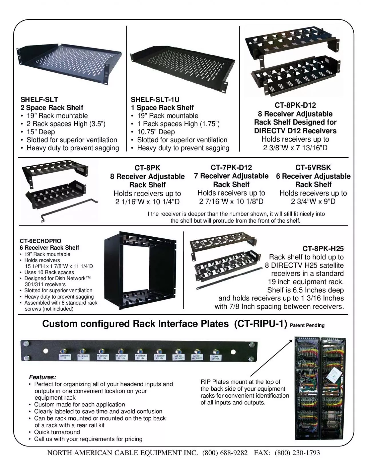 PDF-CT6ECHOPRO6 Receiver Rack Shelf 19 Rack mountable Holds receiver