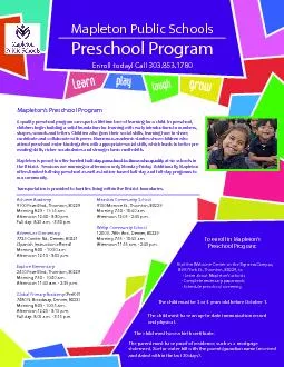 Mapleton146s Preschool Program